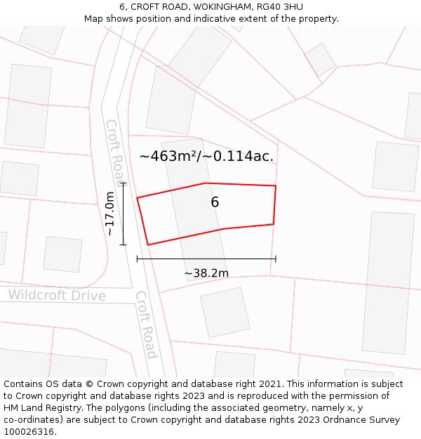 6, CROFT ROAD, WOKINGHAM, RG40 3HU: Plot and title map