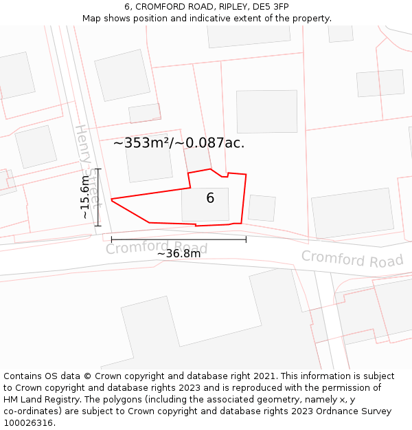 6, CROMFORD ROAD, RIPLEY, DE5 3FP: Plot and title map