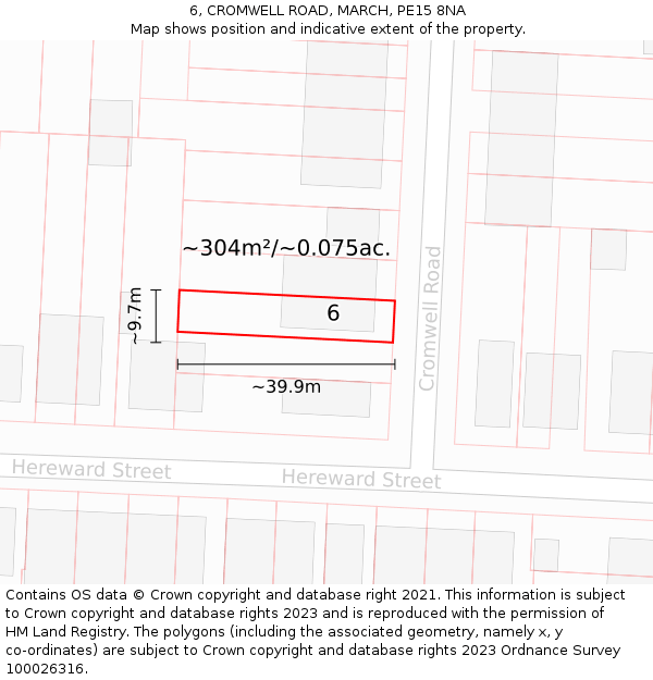 6, CROMWELL ROAD, MARCH, PE15 8NA: Plot and title map