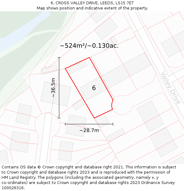 6, CROSS VALLEY DRIVE, LEEDS, LS15 7ET: Plot and title map