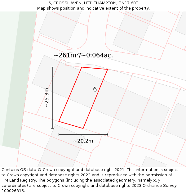 6, CROSSHAVEN, LITTLEHAMPTON, BN17 6RT: Plot and title map