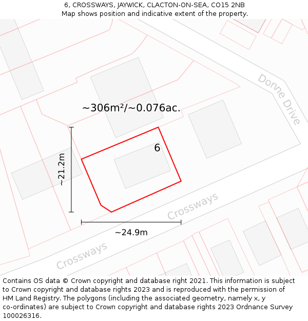6, CROSSWAYS, JAYWICK, CLACTON-ON-SEA, CO15 2NB: Plot and title map