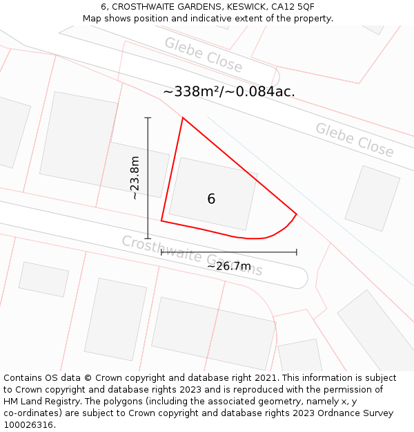 6, CROSTHWAITE GARDENS, KESWICK, CA12 5QF: Plot and title map