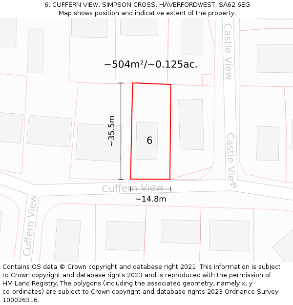 6, CUFFERN VIEW, SIMPSON CROSS, HAVERFORDWEST, SA62 6EG: Plot and title map