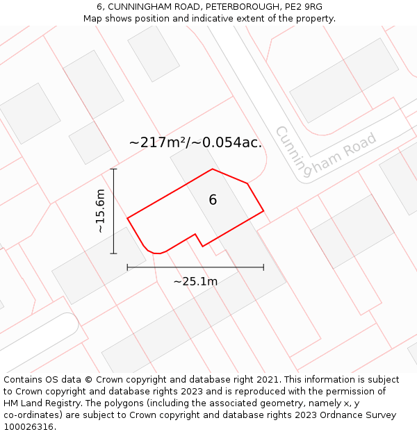 6, CUNNINGHAM ROAD, PETERBOROUGH, PE2 9RG: Plot and title map