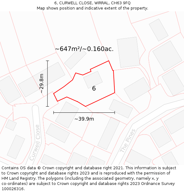 6, CURWELL CLOSE, WIRRAL, CH63 9FQ: Plot and title map