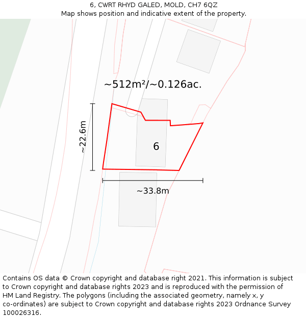 6, CWRT RHYD GALED, MOLD, CH7 6QZ: Plot and title map