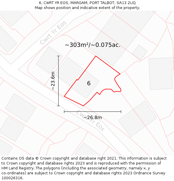6, CWRT YR EOS, MARGAM, PORT TALBOT, SA13 2UQ: Plot and title map