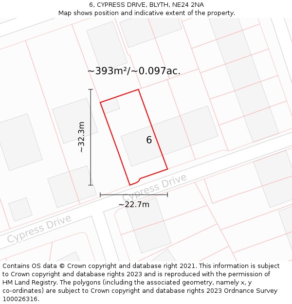 6, CYPRESS DRIVE, BLYTH, NE24 2NA: Plot and title map
