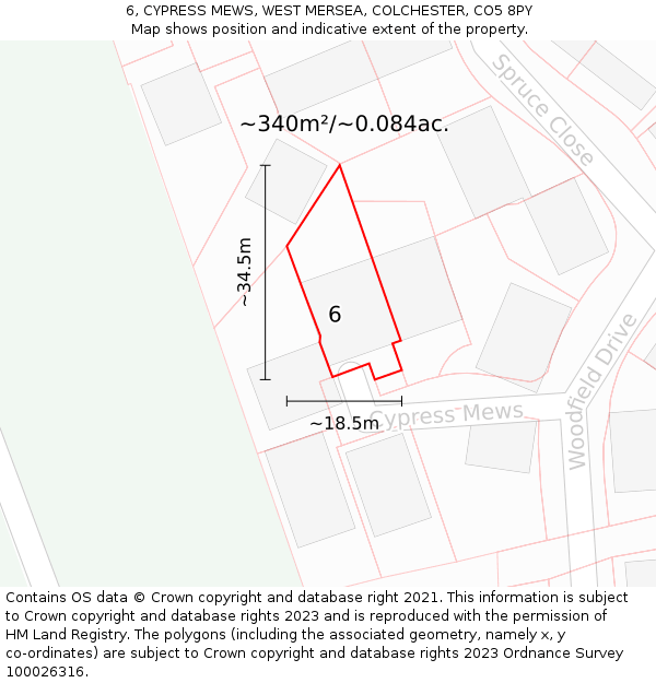 6, CYPRESS MEWS, WEST MERSEA, COLCHESTER, CO5 8PY: Plot and title map