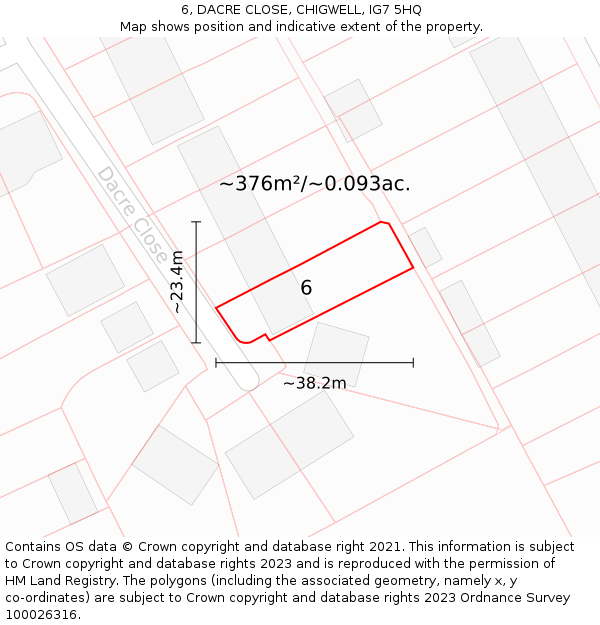6, DACRE CLOSE, CHIGWELL, IG7 5HQ: Plot and title map