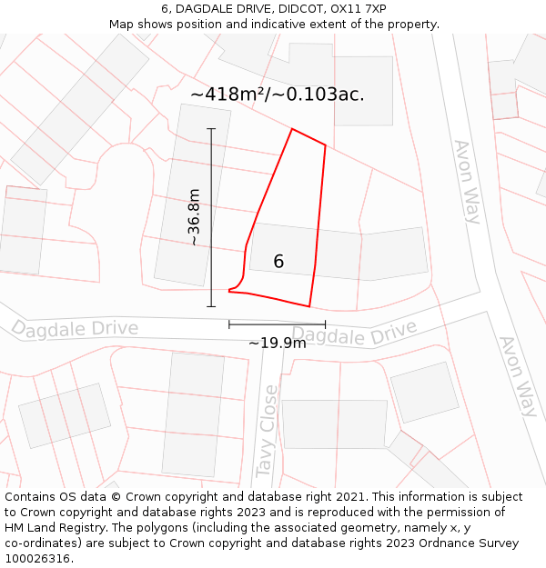 6, DAGDALE DRIVE, DIDCOT, OX11 7XP: Plot and title map