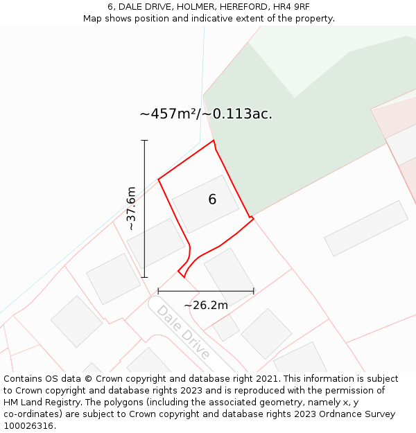 6, DALE DRIVE, HOLMER, HEREFORD, HR4 9RF: Plot and title map