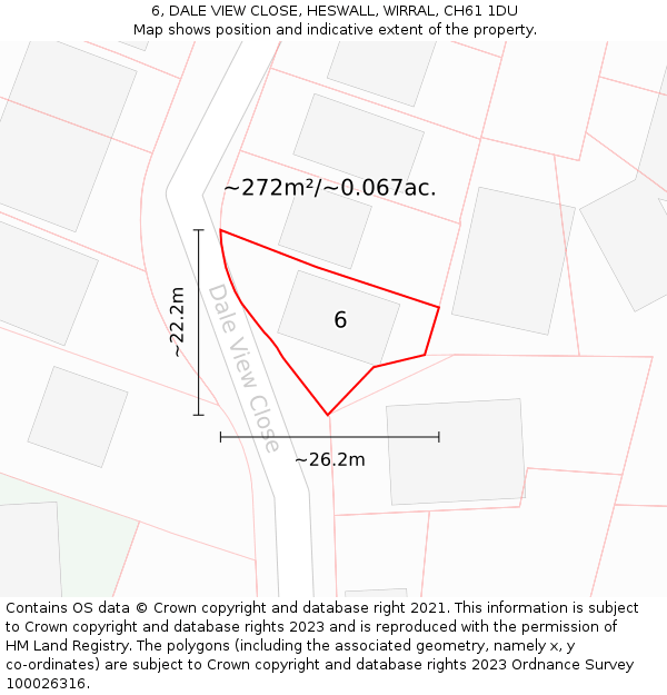 6, DALE VIEW CLOSE, HESWALL, WIRRAL, CH61 1DU: Plot and title map