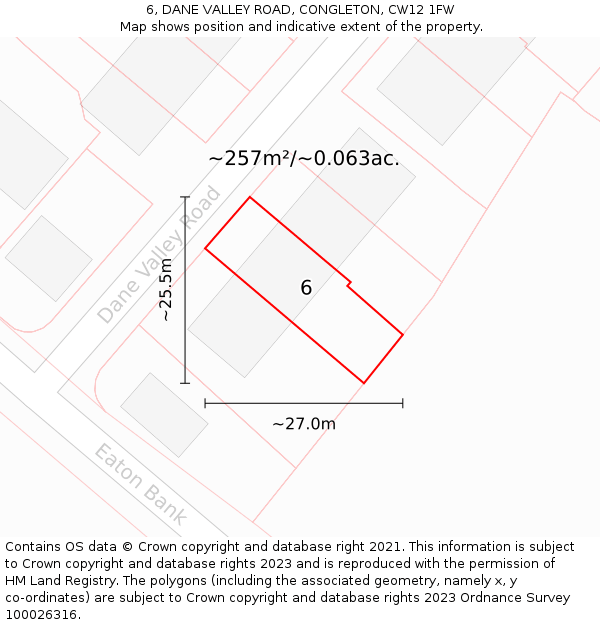 6, DANE VALLEY ROAD, CONGLETON, CW12 1FW: Plot and title map