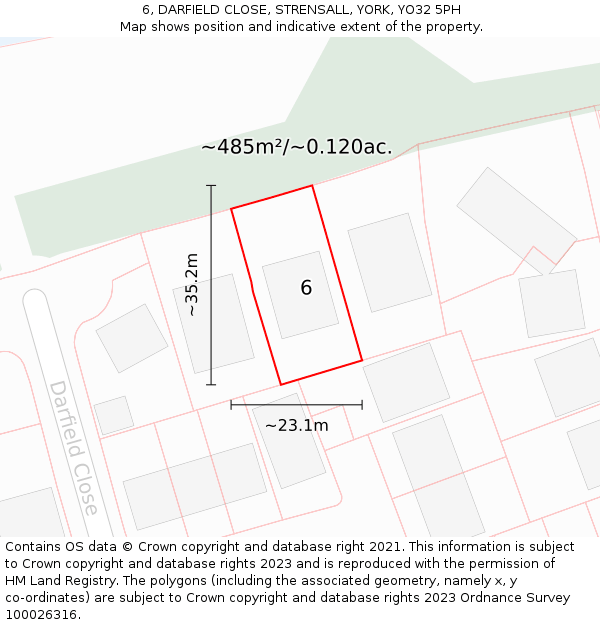 6, DARFIELD CLOSE, STRENSALL, YORK, YO32 5PH: Plot and title map