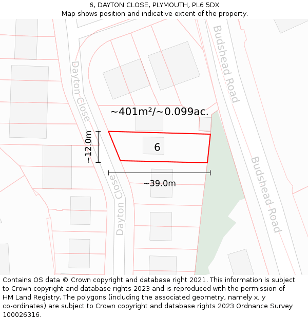 6, DAYTON CLOSE, PLYMOUTH, PL6 5DX: Plot and title map
