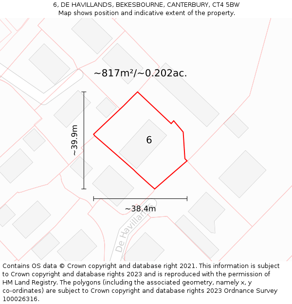 6, DE HAVILLANDS, BEKESBOURNE, CANTERBURY, CT4 5BW: Plot and title map