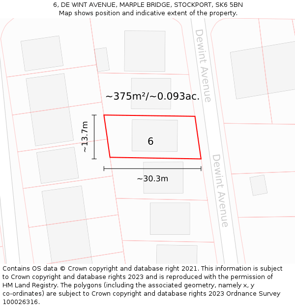 6, DE WINT AVENUE, MARPLE BRIDGE, STOCKPORT, SK6 5BN: Plot and title map