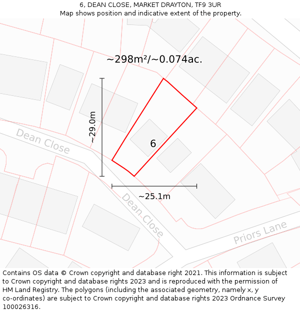 6, DEAN CLOSE, MARKET DRAYTON, TF9 3UR: Plot and title map