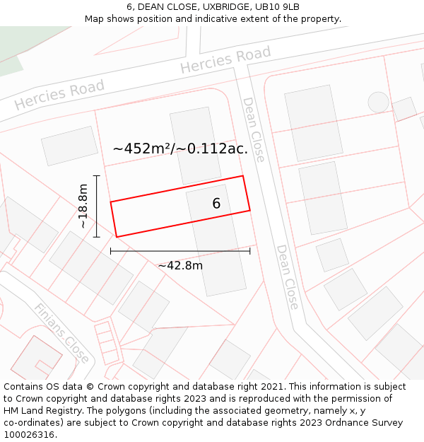 6, DEAN CLOSE, UXBRIDGE, UB10 9LB: Plot and title map