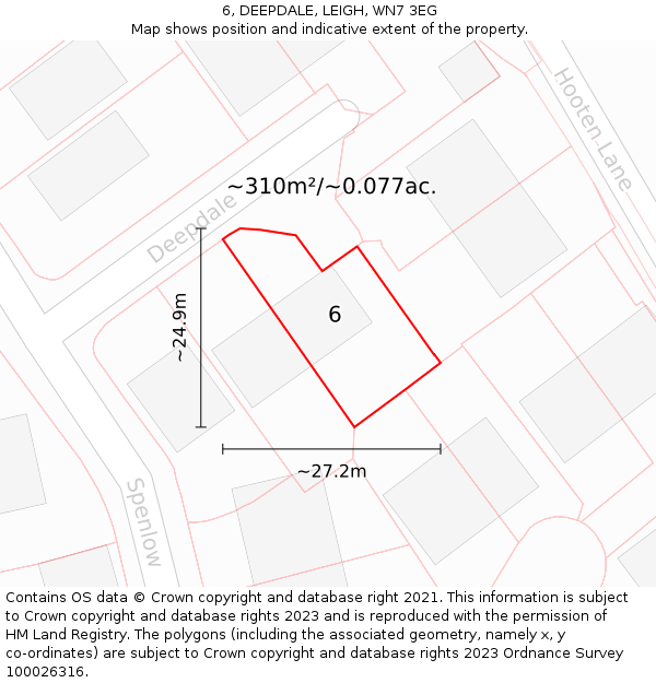 6, DEEPDALE, LEIGH, WN7 3EG: Plot and title map