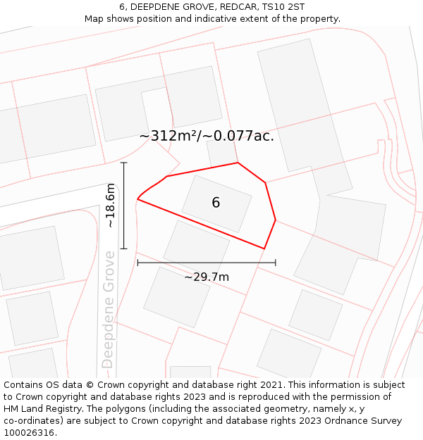 6, DEEPDENE GROVE, REDCAR, TS10 2ST: Plot and title map