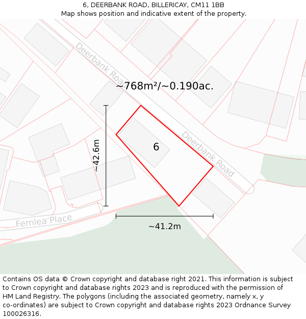6, DEERBANK ROAD, BILLERICAY, CM11 1BB: Plot and title map