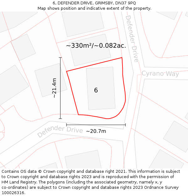 6, DEFENDER DRIVE, GRIMSBY, DN37 9PQ: Plot and title map