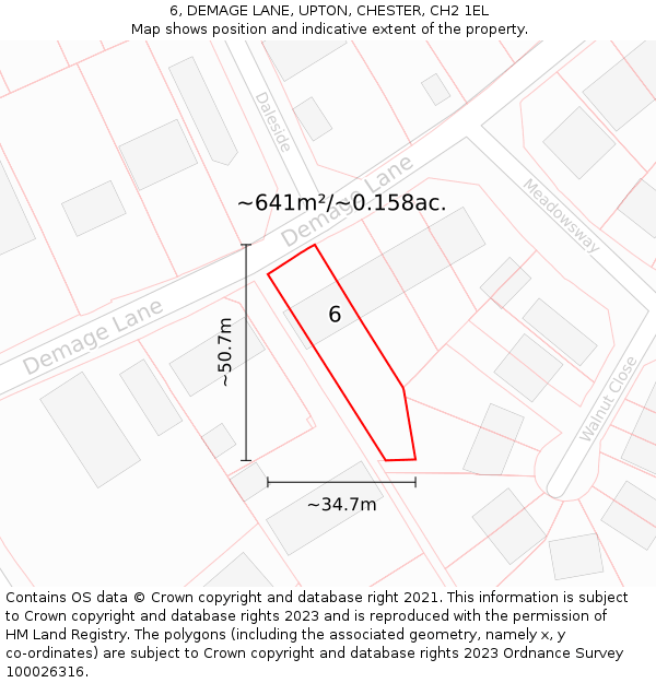 6, DEMAGE LANE, UPTON, CHESTER, CH2 1EL: Plot and title map