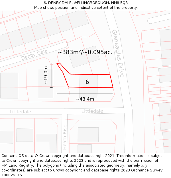 6, DENBY DALE, WELLINGBOROUGH, NN8 5QR: Plot and title map