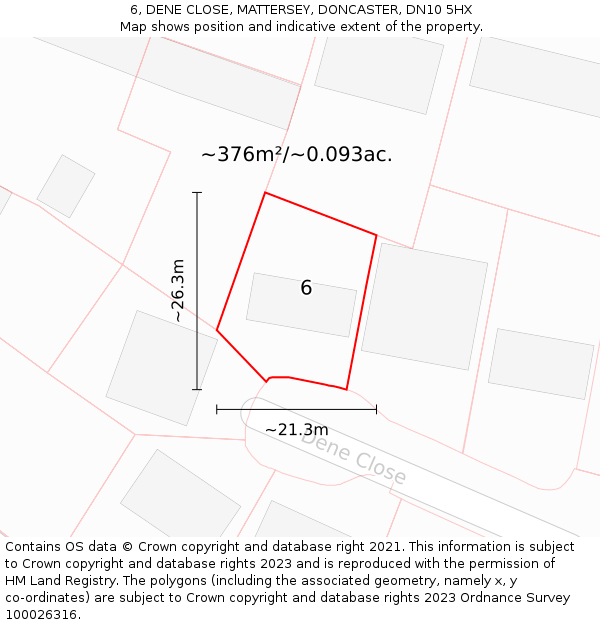 6, DENE CLOSE, MATTERSEY, DONCASTER, DN10 5HX: Plot and title map