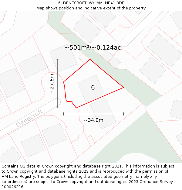 6, DENECROFT, WYLAM, NE41 8DE: Plot and title map