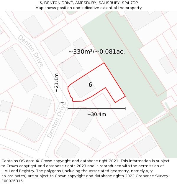 6, DENTON DRIVE, AMESBURY, SALISBURY, SP4 7DP: Plot and title map