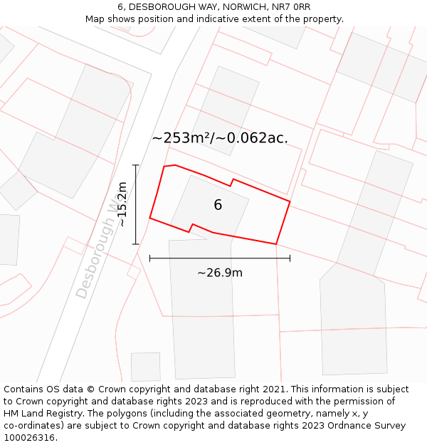 6, DESBOROUGH WAY, NORWICH, NR7 0RR: Plot and title map