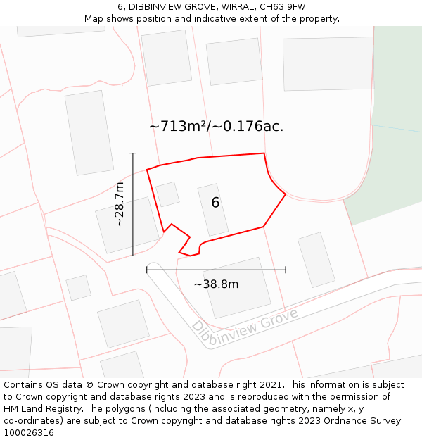 6, DIBBINVIEW GROVE, WIRRAL, CH63 9FW: Plot and title map