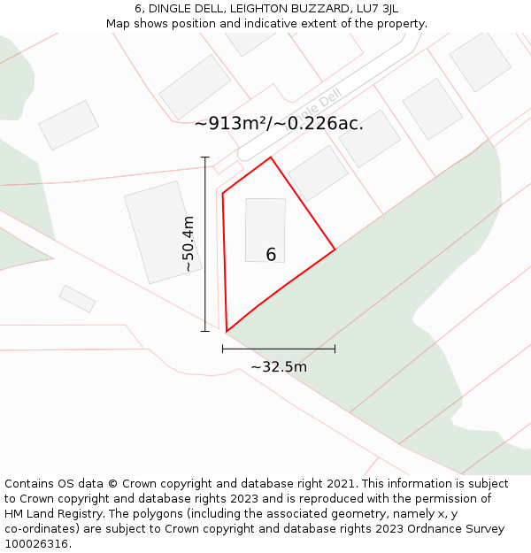 6, DINGLE DELL, LEIGHTON BUZZARD, LU7 3JL: Plot and title map