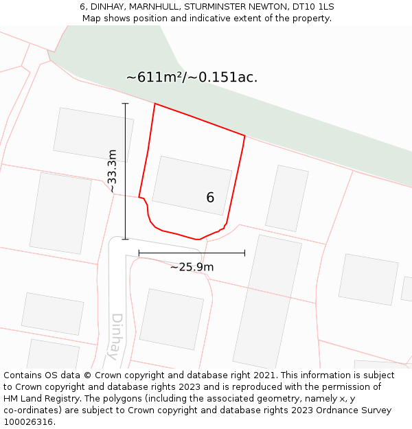 6, DINHAY, MARNHULL, STURMINSTER NEWTON, DT10 1LS: Plot and title map