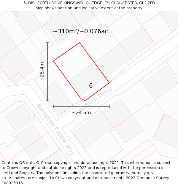 6, DISHFORTH DRIVE KINGSWAY, QUEDGELEY, GLOUCESTER, GL2 2FD: Plot and title map