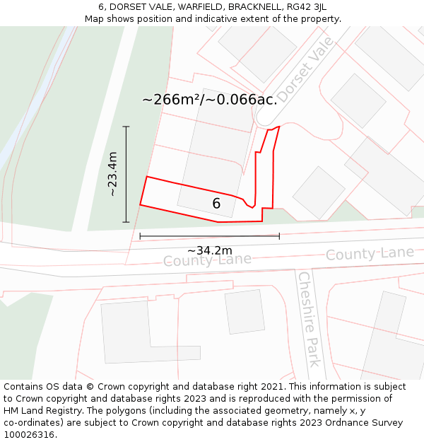 6, DORSET VALE, WARFIELD, BRACKNELL, RG42 3JL: Plot and title map