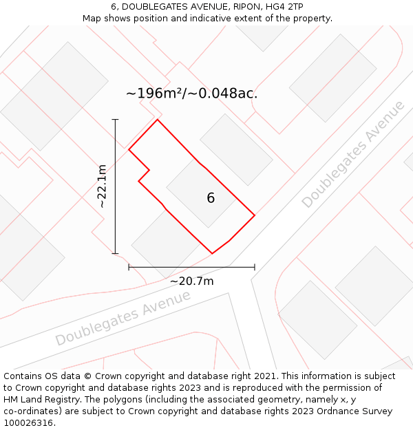 6, DOUBLEGATES AVENUE, RIPON, HG4 2TP: Plot and title map