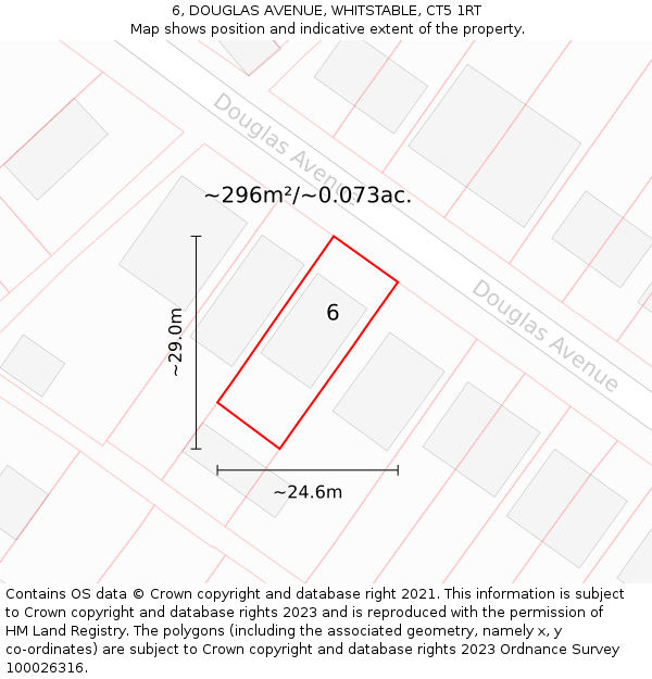 6, DOUGLAS AVENUE, WHITSTABLE, CT5 1RT: Plot and title map