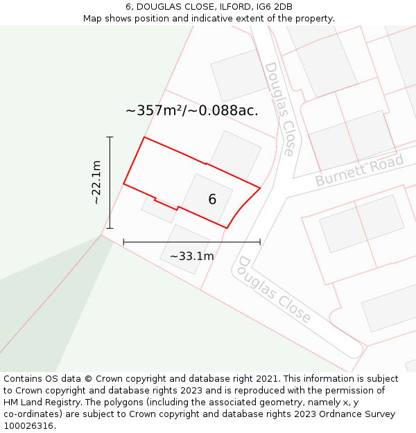 6, DOUGLAS CLOSE, ILFORD, IG6 2DB: Plot and title map