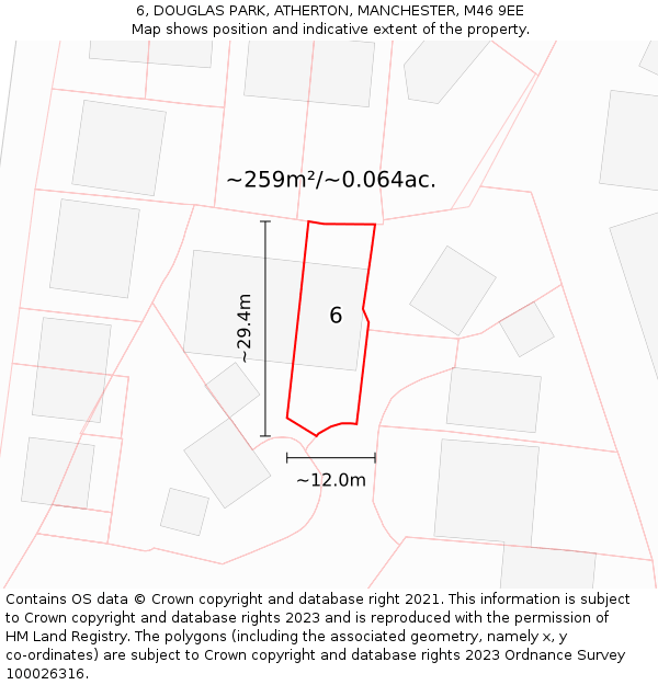 6, DOUGLAS PARK, ATHERTON, MANCHESTER, M46 9EE: Plot and title map