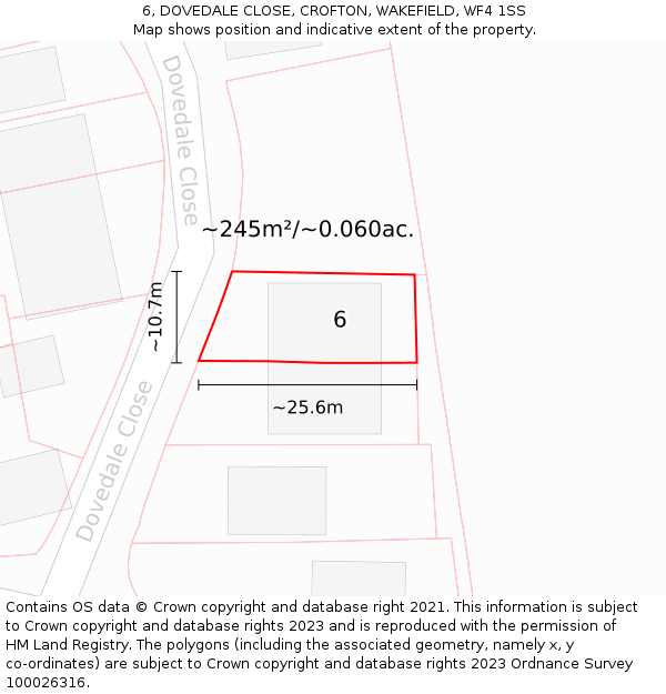 6, DOVEDALE CLOSE, CROFTON, WAKEFIELD, WF4 1SS: Plot and title map