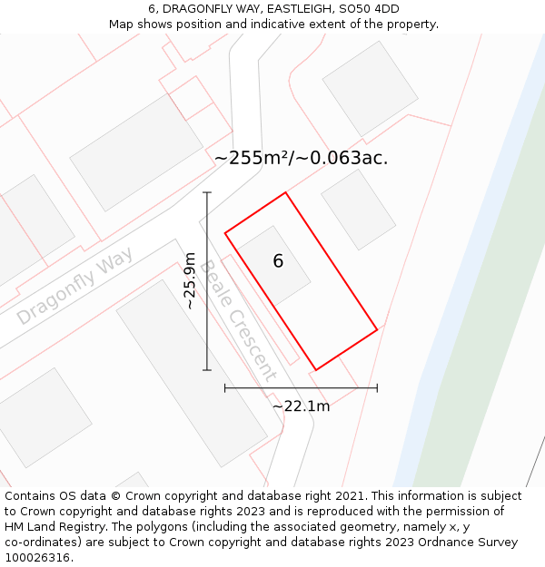 6, DRAGONFLY WAY, EASTLEIGH, SO50 4DD: Plot and title map
