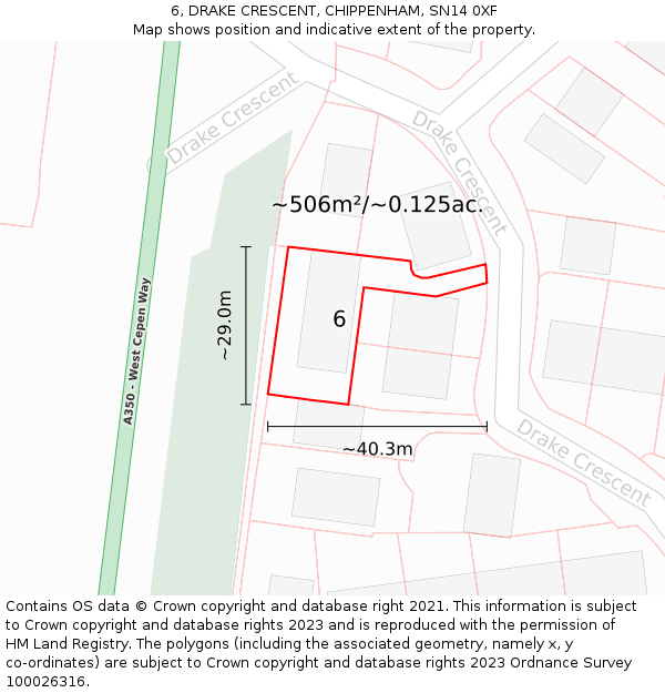 6, DRAKE CRESCENT, CHIPPENHAM, SN14 0XF: Plot and title map