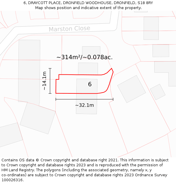 6, DRAYCOTT PLACE, DRONFIELD WOODHOUSE, DRONFIELD, S18 8RY: Plot and title map
