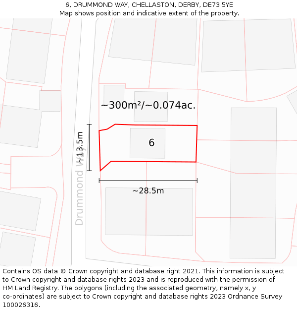 6, DRUMMOND WAY, CHELLASTON, DERBY, DE73 5YE: Plot and title map