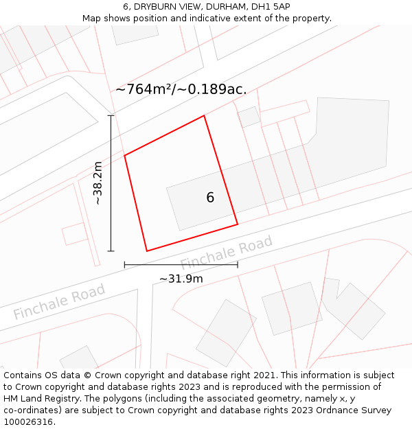 6, DRYBURN VIEW, DURHAM, DH1 5AP: Plot and title map